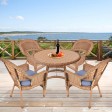 5pc Honey Wicker Dining Set - Steel Blue Cushions