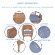 5pc Honey Wicker Dining Set - Steel Blue Cushions