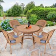 5pc Honey Wicker Dining Set - Steel Blue Cushions