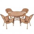 5pc Honey Wicker Dining Set Without Cushion