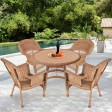 5pc Honey Wicker Dining Set Without Cushion