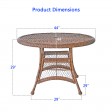 Honey Wicker 44 Inch Round Dining Table