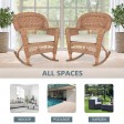 Honey Rocker Wicker Chair with Ivory Cushion -  Set of 2