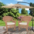 Honey Rocker Wicker Chair with Ivory Cushion -  Set of 2