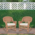 Honey Rocker Wicker Chair with Ivory Cushion -  Set of 2