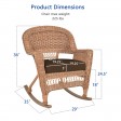 Honey Rocker Wicker Chair with Brown Cushion -  Set of 2
