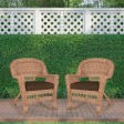 Honey Rocker Wicker Chair with Brown Cushion -  Set of 2