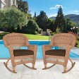 Honey Rocker Wicker Chair with Brown Cushion -  Set of 2