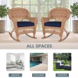 Honey Rocker Wicker Chair with Midnight Blue Cushion -  Set of 2