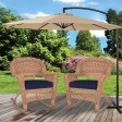 Honey Rocker Wicker Chair with Midnight Blue Cushion -  Set of 2