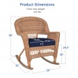 Honey Rocker Wicker Chair with Midnight Blue Cushion -  Set of 2