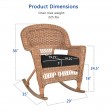Honey Rocker Wicker Chair with Black Cushion -  Set of 2