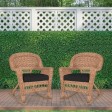 Honey Rocker Wicker Chair with Black Cushion -  Set of 2