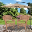 Honey Rocker Wicker Chair with Sage Green Cushion -  Set of 2