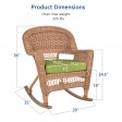 Honey Rocker Wicker Chair with Sage Green Cushion -  Set of 2