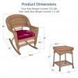 3pc Honey Rocker Wicker Chair Set With Red Cushion