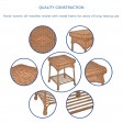 3pc Honey Rocker Wicker Chair Set With Red Cushion