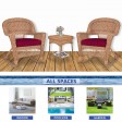 3pc Honey Rocker Wicker Chair Set With Red Cushion