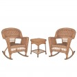 3pc Honey Rocker Wicker Chair Set Without Cushion