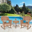 3pc Honey Rocker Wicker Chair Set Without Cushion