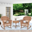 3pc Honey Rocker Wicker Chair Set Without Cushion