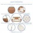 Honey Resin Wicker Porch Swing with Ivory Cushion