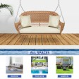 Honey Resin Wicker Porch Swing with Ivory Cushion