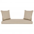Honey Resin Wicker Porch Swing with Tan Cushion
