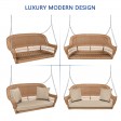 Honey Resin Wicker Porch Swing with Tan Cushion