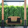 Honey Resin Wicker Porch Swing with Black Cushion