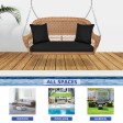 Honey Resin Wicker Porch Swing with Black Cushion