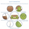 Honey Resin Wicker Porch Swing with Sage Green Cushion