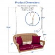 Honey Resin Wicker Porch Swing with Red Cushion