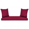Honey Resin Wicker Porch Swing with Red Cushion