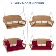 Honey Resin Wicker Porch Swing with Red Cushion