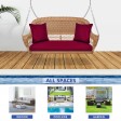 Honey Resin Wicker Porch Swing with Red Cushion