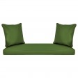 Honey Resin Wicker Porch Swing with Hunter Green Cushion