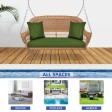 Honey Resin Wicker Porch Swing with Hunter Green Cushion