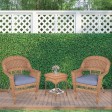 Honey Wicker Chair And End Table Set With Steel Blue Chair Cushion