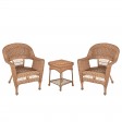 Honey Wicker Chair And End Table Set Without Cushion