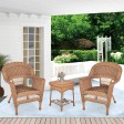 Honey Wicker Chair And End Table Set Without Cushion