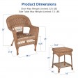 Honey Wicker Chair And End Table Set Without Cushion