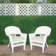 White Wicker Chair With Ivory Cushion - Set of 2