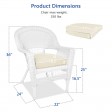 White Wicker Chair With Ivory Cushion - Set of 2