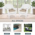 White Wicker Chair With Tan Cushion - Set of 2
