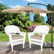 White Wicker Chair With Tan Cushion - Set of 2
