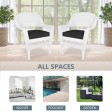 White Wicker Chair With Black Cushion - Set of 2