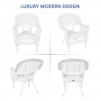 White Wicker Chair With Black Cushion - Set of 2