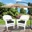 White Wicker Chair With Black Cushion - Set of 2