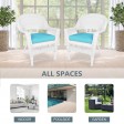 White Wicker Chair With Sky Blue Cushion - Set of 2